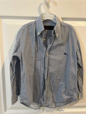 Etro Boys Blue and White Patterned Button-Down Shirt